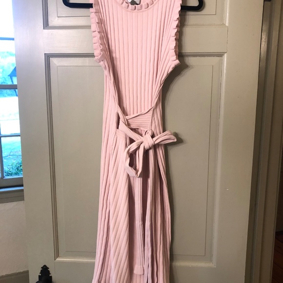 MILLY Ruffle-trimmed ribbed-knit wrap dress - Picture 4 of 5